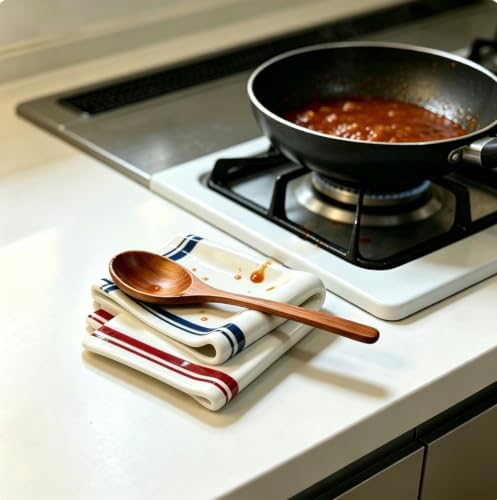 Ceramic Stove Top Spoon Rest, Towel Shaped Kitchen Counter Utensil