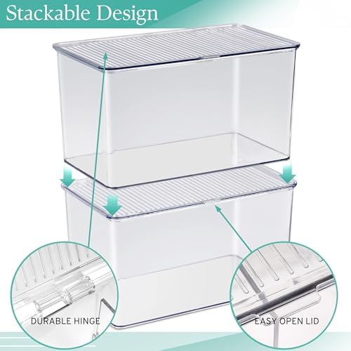 Sorbus Clear Storage Bins with Lids, Large
