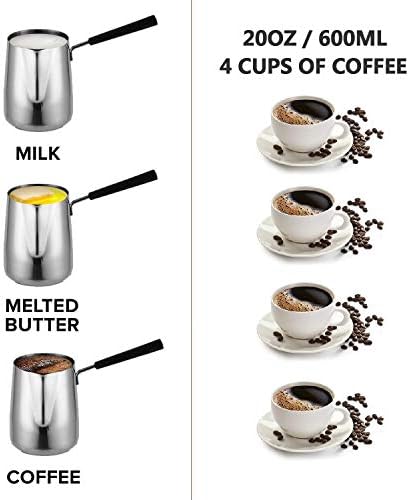 600ML/20oz Turkish Coffee Pot – 304 Stainless Steel Coffee and Butter