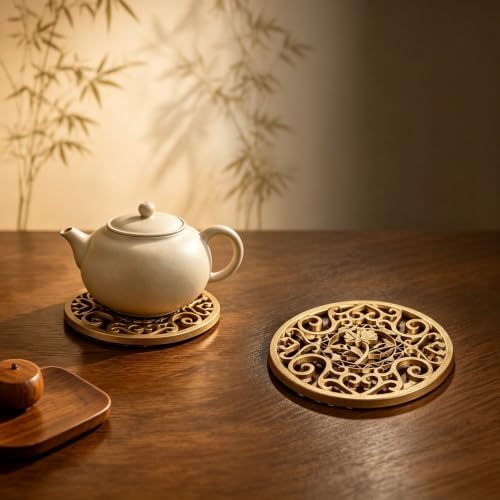 Bitray Cast Iron Trivet Mat Gold Vintage Flower Pot Holder Coaster