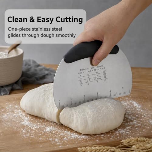 MakerAuer 2 Pack Dough Scraper with Scale, Stainless Steel Bench