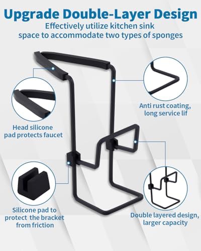 Sink Sponge Holder for Kitchen Faucet, Black