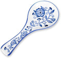 Whaline 8.9 Inch Blue Floral Spoon Rest Large Ceramic Spoon Holder