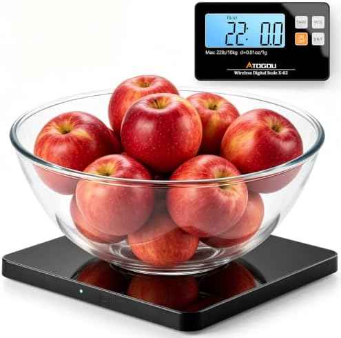 Atogou Wireless Kitchen Scale, 22lb/10kg Food Scale with Detachable