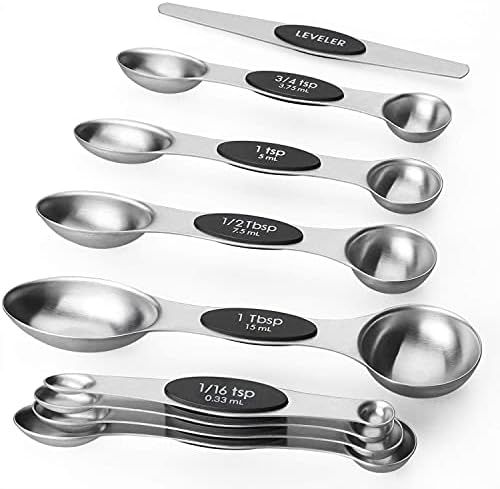 Magnetic Measuring Spoons Sets of 9 Stainless Steel Dual Sided