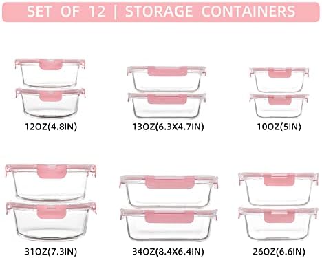 FAWLES 12 Pack Glass Storage Containers with Lids