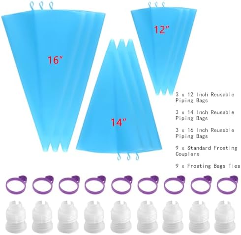 GEMLON Reusable Silicone Piping Bags Set