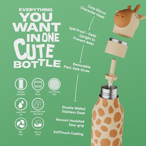 asobu Bestie Girrafe Water Bottle, Cute Collectible Character, BPA