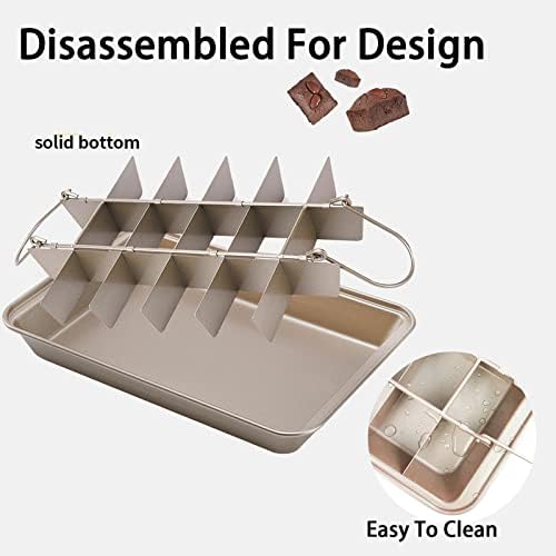 Brownie Pan with Dividers, Non-Stick 18 Pre-cut Crispy Edges, Carbon