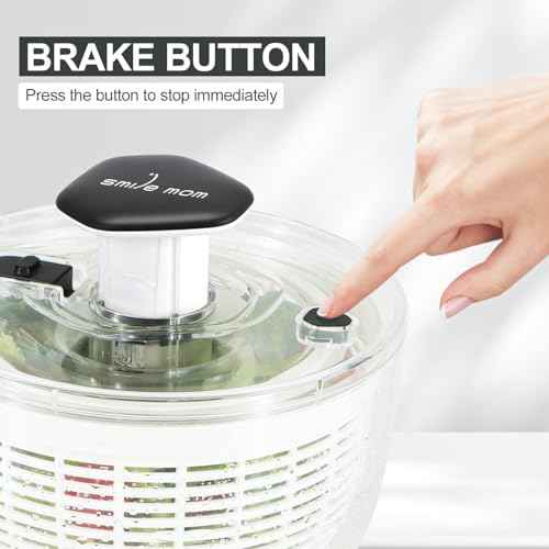 Smile mom Salad Spinner Small Lettuce Spinner Kitchen Gadgets Vegetable Washer, High Efficiency for Home Kitchen Washing & Drying Leafy Vegetables, One-Handed Handle Easy Press 3.8 Qt White