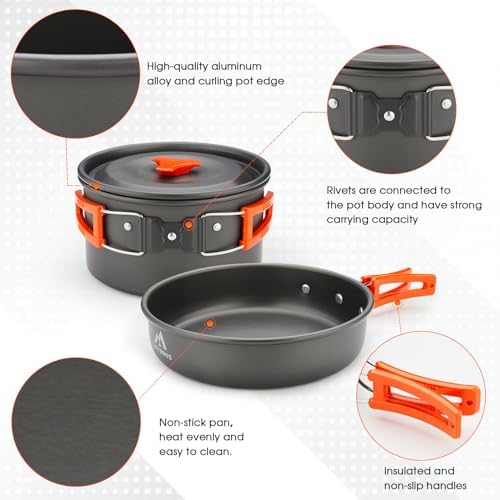 THTYBROS 17pcs Camping Cookware Mess Kit,for