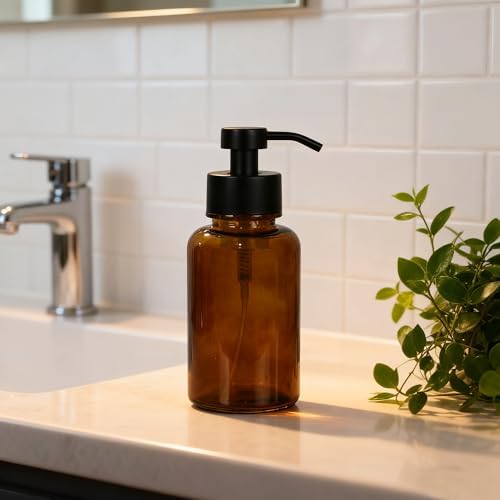 15 oz Glass Foam soap Dispenser with Black Rust-Proof Foam Pump