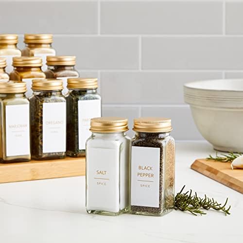 Talented Kitchen 140 Pack Minimalist Spice Jar Labels - Preprinted