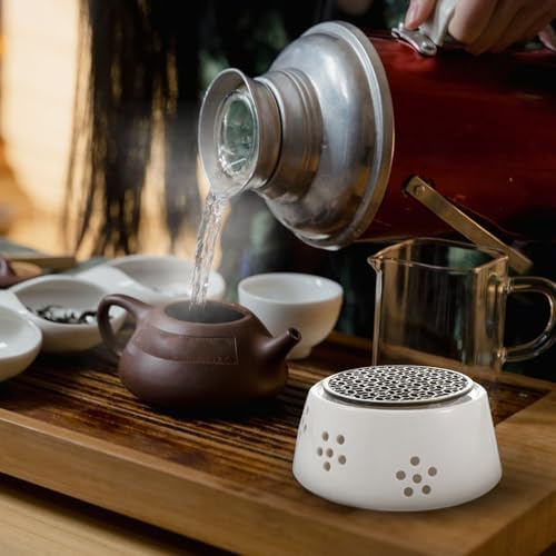 Ceramic Tea Warmer Candle Stand Heater for Teapot, White