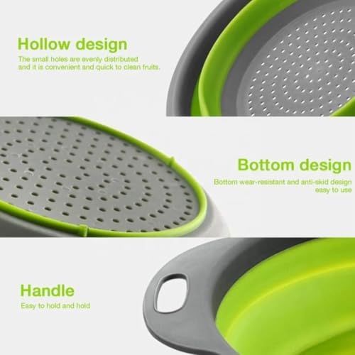 Collapsible Colander Set of 2, Folding Kitchen Strainers, Large &