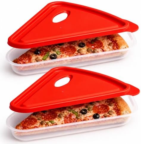 Pizza Storage Container 2-Pack, Stackable Pizza Saver for Leftovers