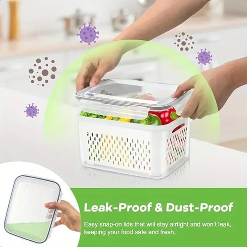 3pcs 4 in 1 Fruit Storage Containers with Removable Colanders