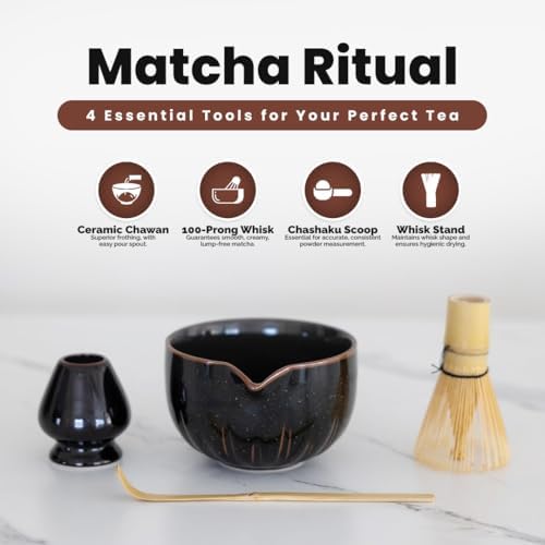 Matcha Whisk Set – 4Pcs Ceremonial Grade Matcha Kit Includes Mixing