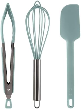 COOK WITH COLOR Stainless Steel Silicone Tongs, 3 Pc, Green