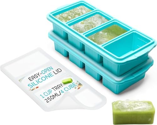 XOMOO Silicone Freezer Tray with Lid, 2-Pack