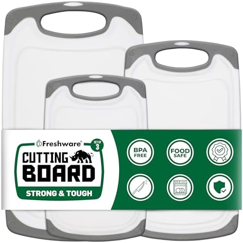 Freshware Cutting Boards for Kitchen, Chopping Board 3-Pack with