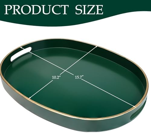 Spsyrine Dark Green Plastic Serving Tray for Ottoman, Coffee Table