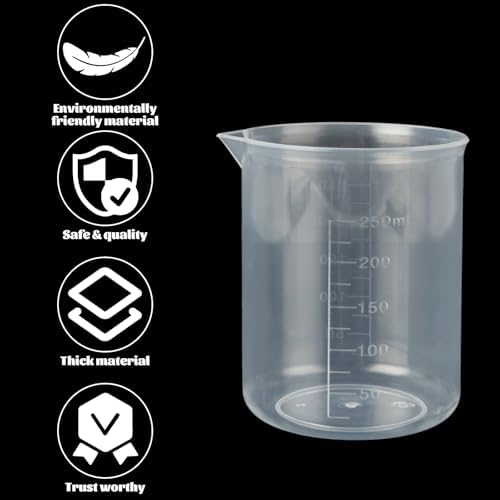 30 Pack Plastic Beakers 300 ml Graduations Plastic Graduated Measuring