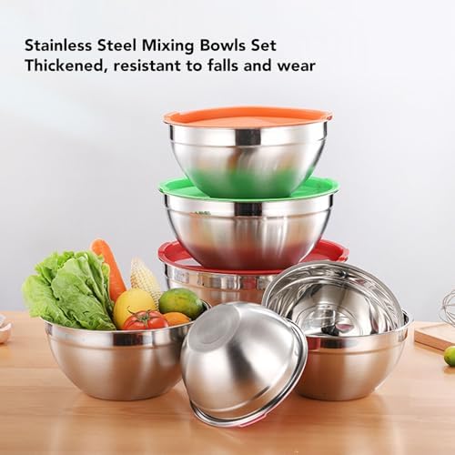 Mixing Bowls with Lids, 5PCS, Stainless Steel