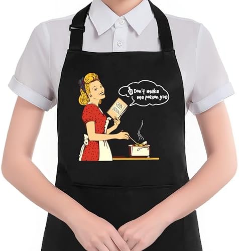Funny Cooking Apron with Pockets for Women, Gifts for Chefs Cooks