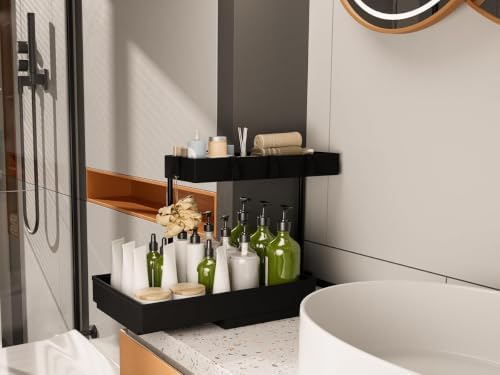 NATURE'S SOURCE 2 Pack Under Sink Organizer 2 Tier Sliding Cabinet