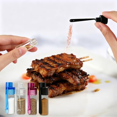 6 Pcs Leak-proof Mini Seasoning Containers Set,Spice Jar with Spoon