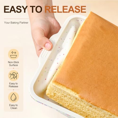 Vinino 8 x 8 Inch Silicone Brownie Pan, 2 Pack Square Mold with Steel