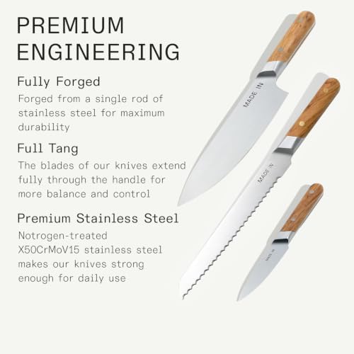 Made In Cookware 3-Piece Knife Set, Olive Wood Handle