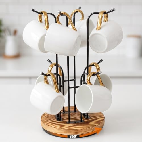 360° Rotating Coffee Mug Tree, 8 Hooks Countertop Mug Holder