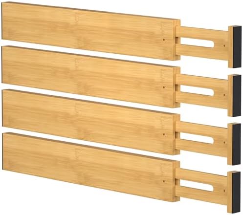 FUSHITON Bamboo Drawer Dividers 17"-22" Adjustable Expandable Drawer