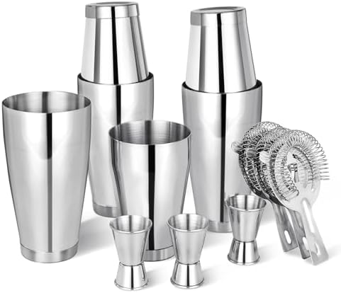 Mwellewm Cocktail Shaker Set Bartender Kit, 12 Pcs Boston Drink Shaker