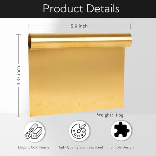 2 Pack Stainless Steel Dough Scraper with Measuring Scale,Bench