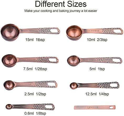 Measuring Cups and Spoons Set 14, Copper Measuring Cups and Spoons Set