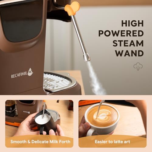 RECAFIMIL Semi-Automatic Espresso Machine with Grinder, 20 Bar