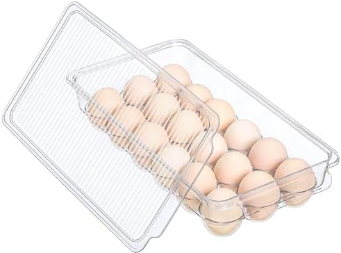 Egg Holder for Refrigerator with Lid, 18 Eggs, Clear