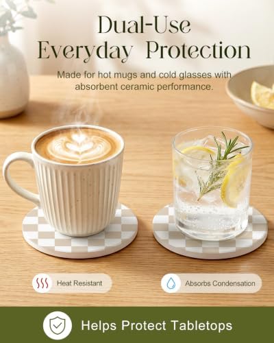 Oqplog 2 Pack Ceramic Absorbent Drink Coasters for Women