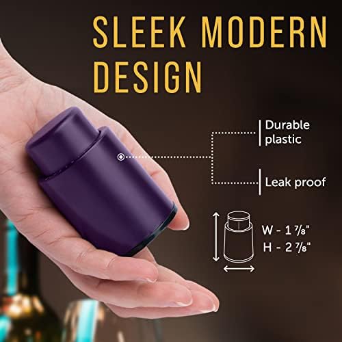 Maplefield Wine Stopper Vacuum Preserver - Purple Plastic, 1 Pump & 4