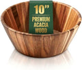 Acacia Wood Salad Bowl - Small Serving Wooden Bowl for Kitchen, 10"