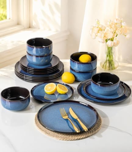 LERATIO Ceramic Dinner Plates Set of 6,10.5 Inch Reactive Glaze Plate