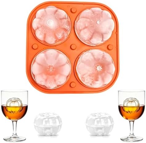 RIICFDD Halloween Pumpkin Ice Cube Mold Orange Silicone Ice Tray with