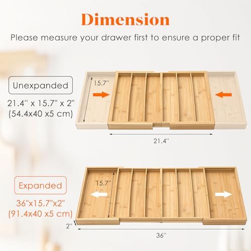 Kathfly Extra Large Drawer Organizer Kitchen Utensils Expandable 21.4