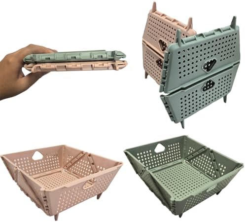 2 Pcs Collapsible Colander Strainer, Multipurpose Drain Basket for