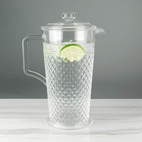PG Acrylic Water Pitcher - 80oz Clear Plastic Pitcher With Lid