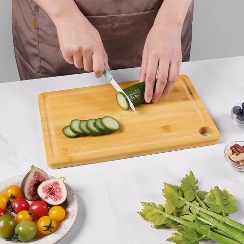 Bamboo Wood Cutting Board for Kitchen 12" x 8" Mini Wooden Charcuterie