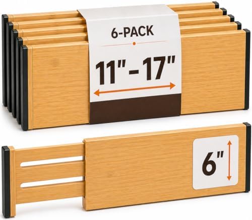 6-Pack Drawer Dividers 6-Inch High Dresser Drawer Organizer 11.5 to